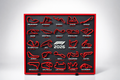 F1 2026 season circuit track wall board with red track outlines - Solid Prints